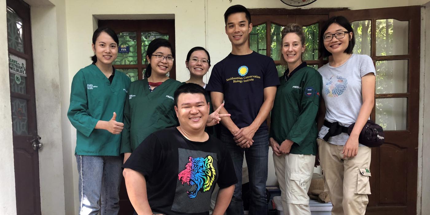 Saving Vietnam's Wildlife staff and volunteers, including Dr. Marc Valitutto (center).