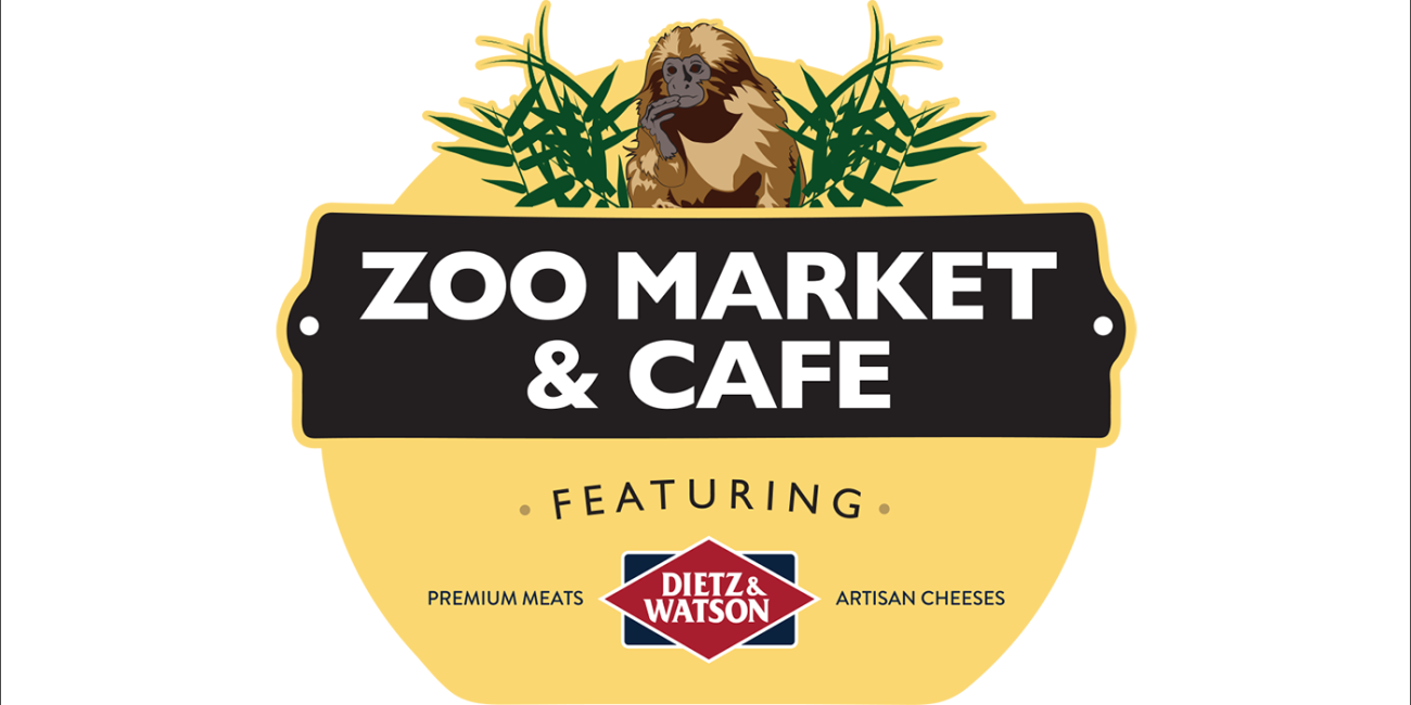 Image of the Zoo Market and Cafe logo. Includes the text and an illustration of a golden lion tamarin.