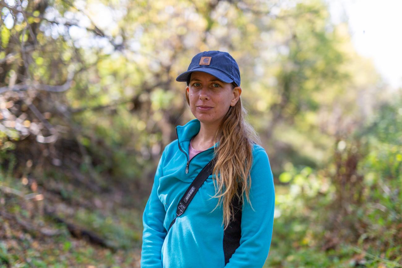 Landscape ecologist Hila Shamoon in the field at the American Prairie Reserve in Montana