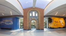 Upon entering the Bird House, visitors will observe a towering mosaic arch decorated with parrots, toucans, songbirds and other tropical species. This artwork was originally part of the 1928 front entrance to the Bird House. Designed and fabricated by local artisan John Joseph Earley, the arch is made of polychrome concrete imbedded with glass and colored marbles. Upon entering the Bird House, visitors will observe a towering mosaic arch decorated with parrots, toucans, songbirds and other tropical species. This artwork was originally part of the 1928 front entrance to the Bird House. Designed and fabricated by loc